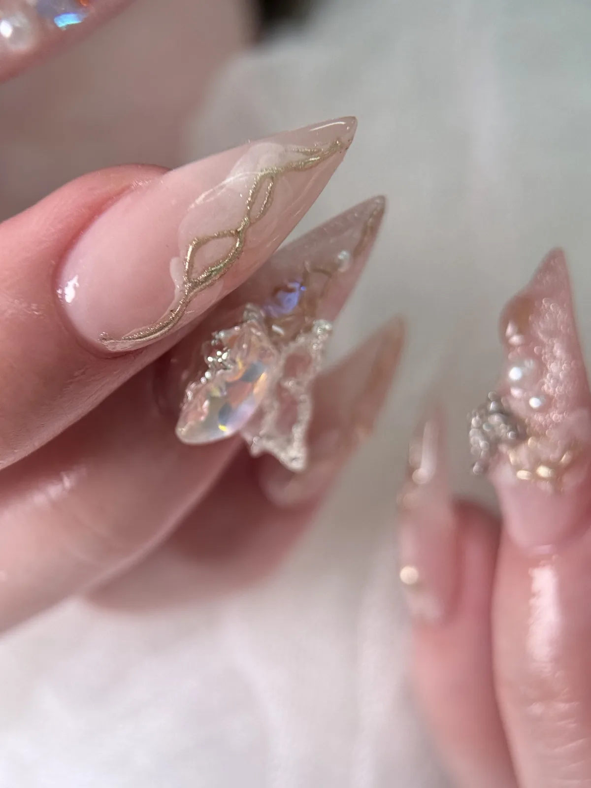Crystal butterfly inspired nail art